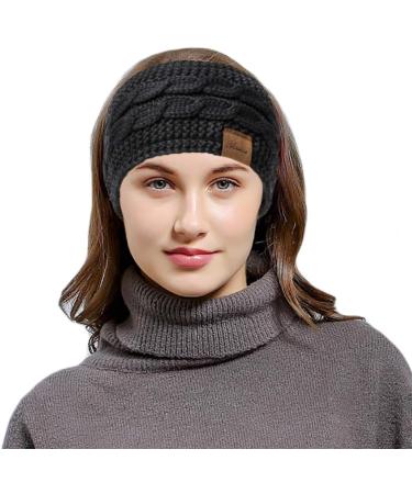 Confetti Winter Cable Knit Headband for Women - Twist Lining, Velvet Chunky, Elastic Thermal Head Wrap Ear Warmer in Light Beige and Black - Buy Online on GoSupps.com