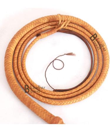 6ft 8 Plait Real Tan Cow Hide Leather Bullwhip - Indiana Jones Style - Buy Online on GoSupps.com