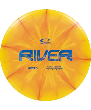 Latitude 64 Retro Burst River Distance Driver Disc Golf Disc | Maximum Distance Frisbee Golf Disc | Easy to Throw for Beginners | 170g Plus | Stamp Color and Burst Pattern Will Vary Orange