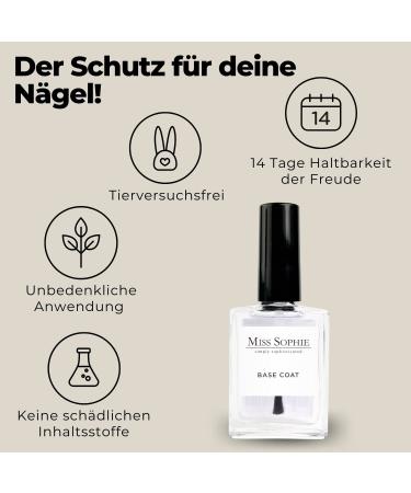 Miss Sophie Base Coat - Quick-Drying Transparent Nail Varnish with Vitamin E for Strengthening & Sensitive Nails - Long-Lasting Protection - Buy Online on GoSupps.com