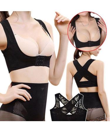 wemee Ladies Women Adjustable Shoulder Back Posture Corrector Chest Brace Support Belt-Black-L - Buy Online on GoSupps.com
