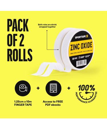 2 Rolls - SPORTTAPE Finger Tape Zinc Oxide Tape - White - 1.25cm x 10m | for Jiu Jitsu Bouldering Rock Climbing BJJ Crossfit Rowing Climbing & Golf | (1 Pack of 2 Rolls) White 1.25cm x 10m - 2 Rolls - Buy Online on GoSupps.com