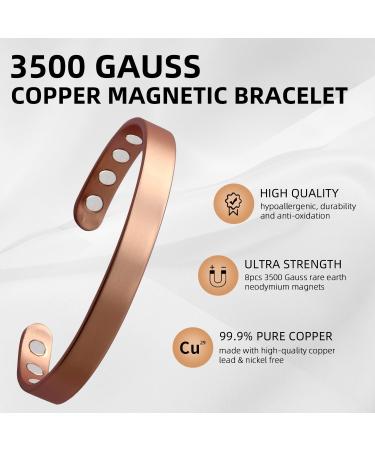 MagEnergy 99.9% Pure Copper Bracelet - Adjustable 16cm for Men & Women with 8 Magnets | International Shipping - Buy Online on GoSupps.com