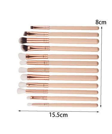 12-Piece Professional Eye Makeup Brush Set - Blender Eyeliner Eyebrow & Concealer Brushes - High-Quality Beige Cosmetic Tools - Buy Online on GoSupps.com