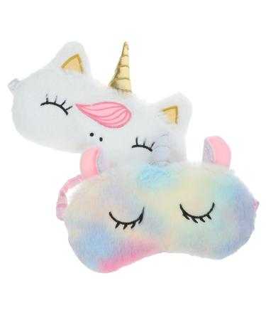 FOMIYES Unicorn Sleeping Mask 2pcs Plush Blindfold Mask Cute Eye Mask Kids Sleep Mask Bed Eye Covers Sleep Mask for Women Girls Kids Favor
