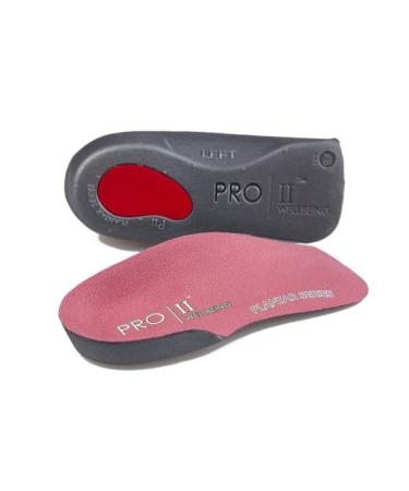 PRO 11 WELLBEING 1 Pair of Slim Fit 3/4 Orthotic Insoles with Heel Pad for Plantar Fasciitis (3/4.5 UK Pink) 3/4.5 UK Pink