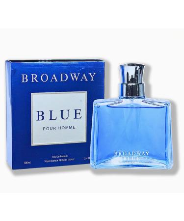 BROADWAY BLUE POUR HOMME EAU DE PARFUM 3.4 FL. OZ. 100ml. Woody Spicy fragrance for men.