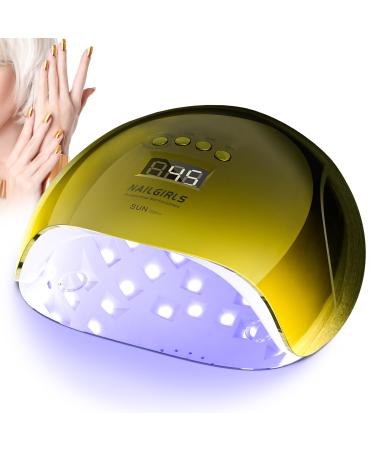 NAILGIRLS UV LED Nail Lamp for Home Salon Professional 150W Gel Polish Nail Dryer Curing Lamps with 4 Timer Presets Auto Sensor Detachable Base Nail Art Tools for Fingernail and Toenail (Gold)