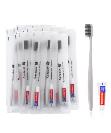 Disposable Toothbrushes with Toothpaste Pack of 200 Apricot Individually Wrapped Disposable Travel Toothbrushes Kit in Bulk for Homeless Nursing Home Hotel Charity