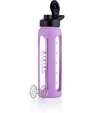 Asbirg Fitness Glass Protein Shaker Protein Shaker Drinking Bottle with Spiral Ball - Pastel Purple - 24 Oz - Buy Online on GoSupps.com
