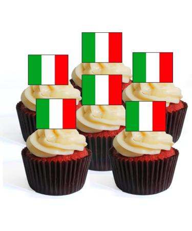 50 Italian Flag Wafer Cupcake Toppers Italy Edible Premium Thickness Sweetened Vanilla Wafer Card Mini Cupcake Decorations - Buy Online on GoSupps.com