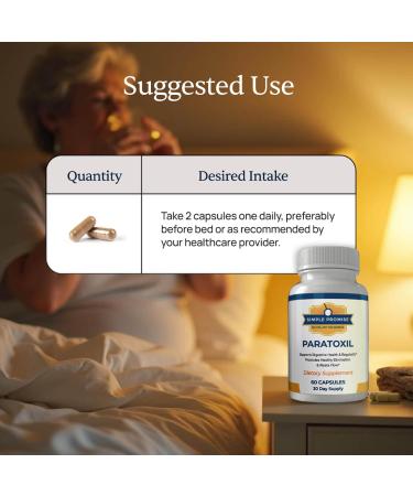 Paratoxil - Daily Gut Cleanse with Psyllium Husk Fiber & Black Walnut for Humans - with Slippery Elm Aloe Chlorella & Ginger - Natural & Plant-Based Cleanse - 60 Capsules - Buy Online on GoSupps.com