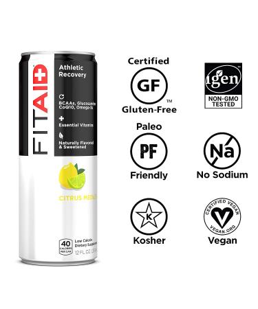 FITAID Recovery Blend - BCAAs, Glucosamine, Electrolytes, Omega-3s, Green Tea - 100% Clean, Paleo, Vegan & Gluten-Free - No Artificial Flavors or Sweeteners - 12-oz. cans (Pack of 12) - Buy Online on GoSupps.com