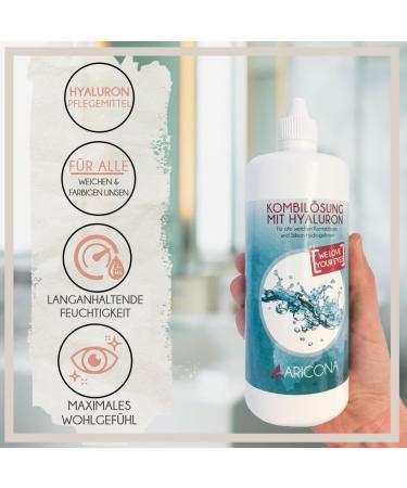 Aricona Contact Lens Fluid - All-in-One Solution with Hyaluron | 3 x 360ml for Soft Lenses | Includes Containers - International Shipping - Buy Online on GoSupps.com