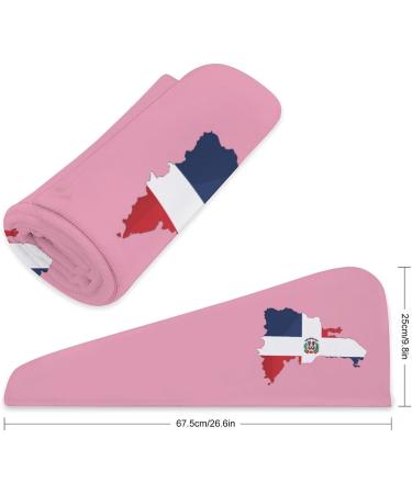 Dominican Republic Flag Microfiber Hair Towel Wrap for Women - Super Absorbent 10x26 Inch Hair Turban with Button - Buy Online on GoSupps.com