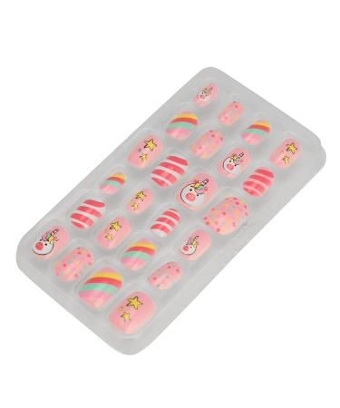 Kids Nail Art Kids False Nails Cartoon Pattern Full Cover Artificial False Nails Children False Nails Colored Girls Press On Nails Removable Kids Fake Nails (03)