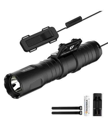 TOUGHSOUL Mlok Tactical Flashlight 1250 Lumens, Rechargeable Flashlight with Remote Pressure Switch LED Light with Rechargeable Batteries and Charger Included