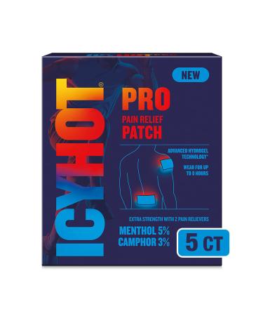 Icy Hot Pro No-Mess Pain Relief Patches with Menthol & Camphor & Advanced Hydrogel Technology 5 Ct. Health Personal Care
