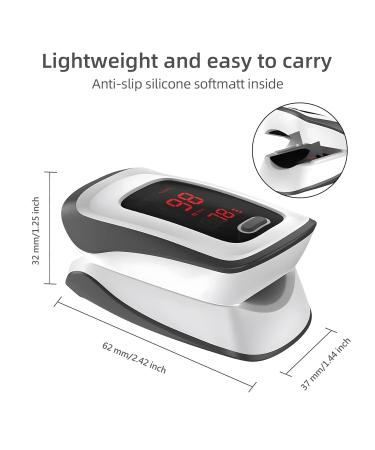 Ansta Pulse Oximeter - Monitor SpO2 & Heart Rate with Large LED Screen | Quick & Easy Blood Oxygen Measurement - Gray - Buy Online on GoSupps.com