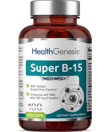 Super B-15 100 Vcaps - Niacin Calcium Choline Inositol DMG TMG - Supports Healthy Oxygen Energy Levels