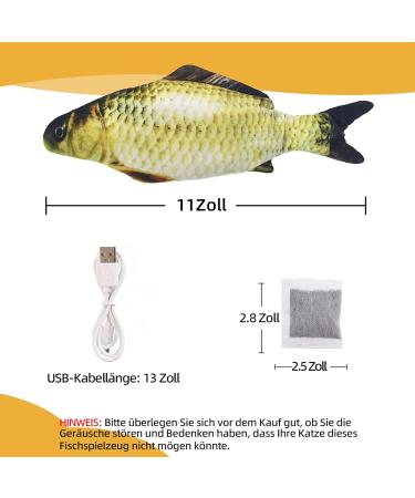Interactive Cat Toys - Rechargeable Plush Fish with Catnip Washable USB-Cable Yellow - Perfect for Fun & Play! - Buy Online on GoSupps.com