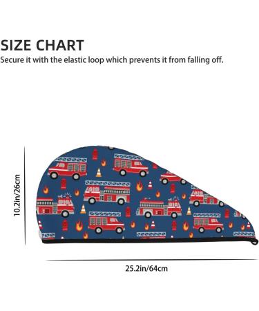Hair Towel Wrap - Quick Drying Turban with Button | Fire Truck Design | Perfect for Fast Hair Drying - Buy Online on GoSupps.com