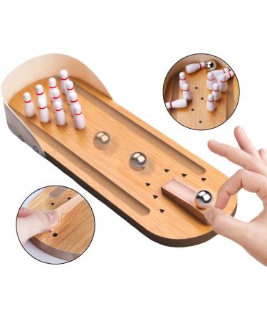 Tabletop Mini Bowling Game Set - Wooden Board Arcade Desktop Alley for Stress Relief - Fun Gag Gifts for Adults and Kids - Buy Online on GoSupps.com