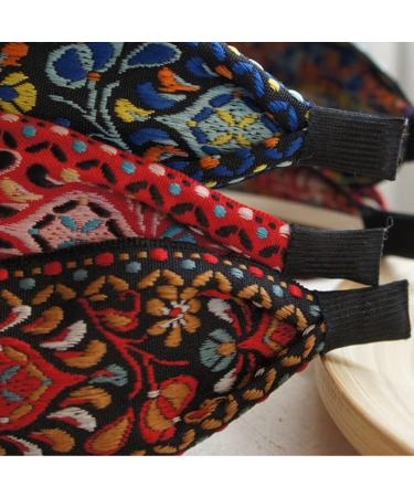 Onsoyours Vintage Flower Embroidered Hair Band - Boho Fabric Headband for Women | Sweet Hair Wrap Accessory - Buy Online on GoSupps.com