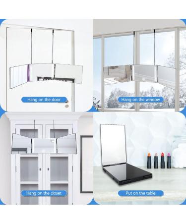 XKWL Rechargeable 3 Way Trifold Mirror with Light - 360 Barber Mirror for Hair Styling, Shaving, Grooming - Adjustable Height and Brightness | Black - Buy Online on GoSupps.com