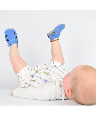 Dotty Fish Soft Leather Baby Shoes | Toddler Sandals | Non-Slip Suede Soles | Sky Blue | 0-6 Months to 3-4 Years - Buy Online on GoSupps.com