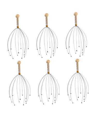 Beaupretty 6st massager hand scrubber scalp massage brush hair washer tool shampoo scrubber multifunction steel and wood.thread