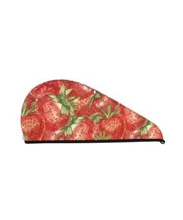 Strawberry Microfiber Hair Towel Soft Super Absorbent Hair Towel Wrap for Women Coral Velvet Quick Dry Hair Cap for Long Curly and Thick Hair