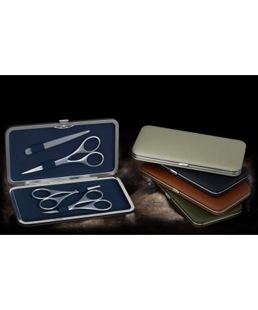 Suvorna Professional Men's Grooming Kit 4 Pcs for Facial Hair Removal & Trimming - Mustache, Beard, Ears, Nose, Eyebrow Scissors, Slant Tweezers (Dark Blue) - Buy Online on GoSupps.com