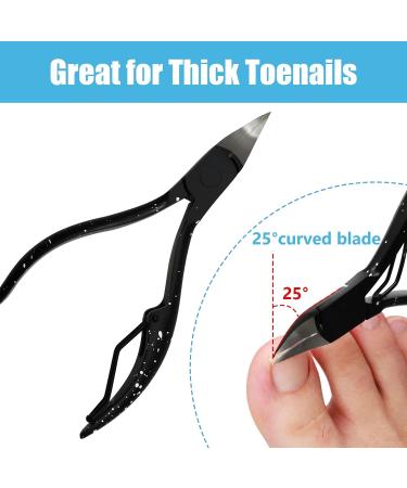 Zalaxt Toenail Clippers Nail Clippers for Thick or Ingrown Toenails Stainless Steel Long Handle Toenail Cutters (Black-1) - Buy Online on GoSupps.com