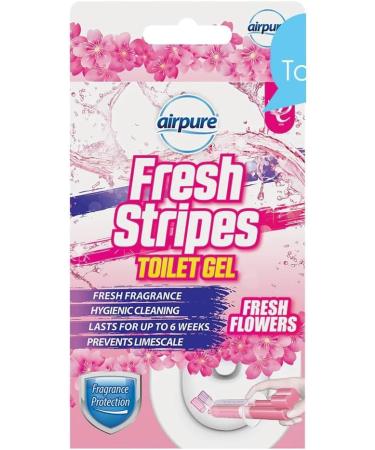 airpure Fresh Stripes Toilet Gel - Hygienic Cleaning Limescale Prevention Lasts up to 6 Weeks (FRESH FLOWERS) - Buy Online on GoSupps.com