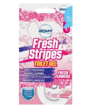 airpure Fresh Stripes Toilet Gel - Hygienic Cleaning Limescale Prevention Lasts up to 6 Weeks (FRESH FLOWERS)