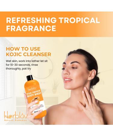 Herblov Kojic Acid Soap for Hyperpigmentation Skin Brightening Kojic Papaya Body Wash Dark Spot Soap Reduces Acne Scars and Evens Skin Tone Turmeric Body Wash for Brighter Glowing Face - Buy Online on GoSupps.com