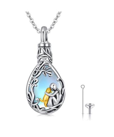 Chenghong dog chain women 925 sterling silver dog pendant crystals necklace gifts for women dog jewelry for dog lovers girl ... moonstone ash dog chain
