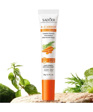 Hydrating Eye Cream for Dark Circles and Puffy Eyes Carrot Natural Ingredients Moisturiser Brighten Tightener Under Eye Repair Cream Eye Bags Remover Wrinkle Filler Eye Serum for All Skin Types(20g)