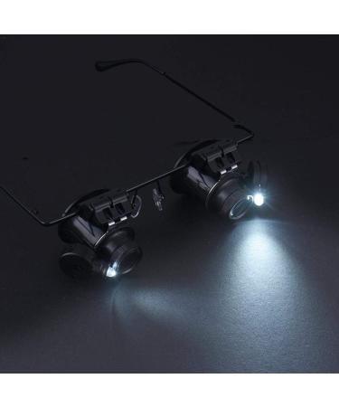 20X Headband Glasses Magnifier with LED Light for Watchmaker Jewelry Optical Lens Magnifying Glasses Double Eyes Glass Loupe Magnifying - Buy Online on GoSupps.com