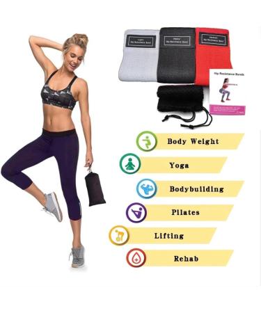 Buy Resistance Bands for Full-Body Workouts | Durable Fabric Booty Bands in 3 Levels for Legs Hips Thighs & Glutes - Ideal for Yoga Pilates & Rehab - Buy Online on GoSupps.com