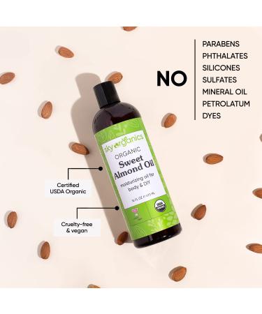 Sky Organics 100% Pure Organic Sweet Almond Oil - 16 fl oz (473 ml) | Natural Moisturizer & Skin Care - Buy Online on GoSupps.com
