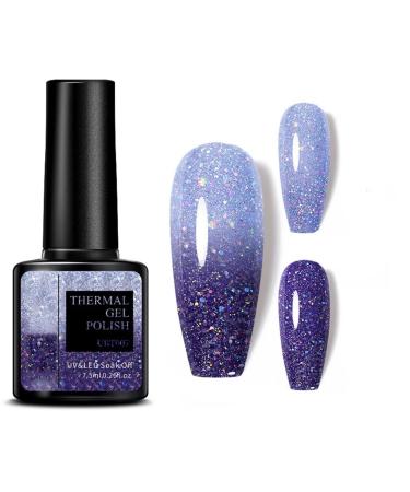 Colour Changing Gel Nail Polish Gel Nail Polish with Thermal Temperature Color Changing Diamond Glitter Reflective Nail Polish Long Lasting Glossy for DIY Nail Art Manicure at Home Salon (07#)