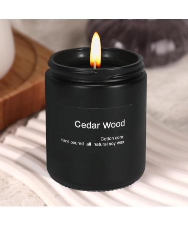Scented Cedar Candle 7oz - 45 Hour Burn | Perfect Gifts for Women & Men | Spring Soy Candles in Black Jar | Reusable Candle Gift - Buy Online on GoSupps.com