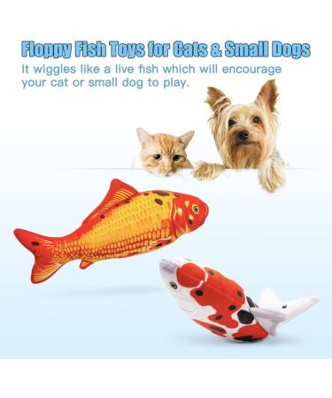 TOOGE 2 Pack Floppy Fish Cat Toys with SilverVine and Catnip - Interactive Automatic Kicker Toy for Cats and Small Dogs - Koi Design - Buy Online on GoSupps.com