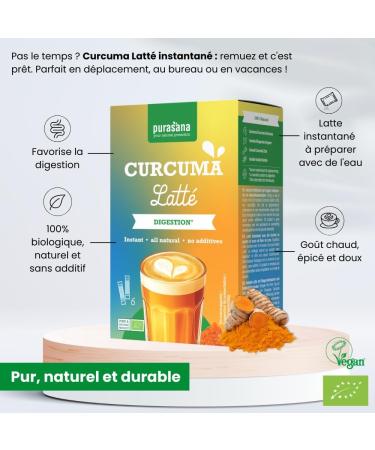 Purasana Instant Curcuma Latte 6 sticks Lait dor bio au curcuma poudre gingembre & cannelle sans gluten - Buy Online on GoSupps.com