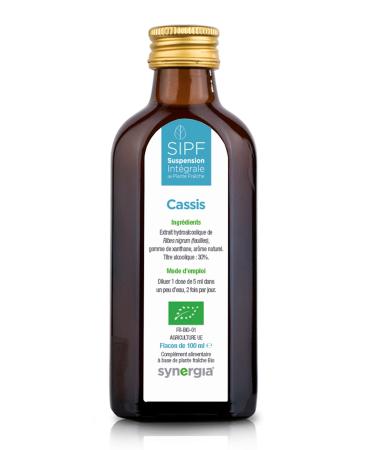 French Organic Blackcurrant 100 ml | Drinking Solution for Fresh Plants | Joint Care Joint Mobility Joint Pain | Certified AB Certified France | Laboratory SYNERGIA