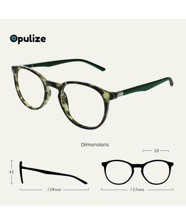 Opulize Met Reading Glasses 2 Pack Slim Round Frame Scratch-Resistant Green Tortoise | Spring Hinges for Men & Women | +1.50 Diopter - Buy Online on GoSupps.com