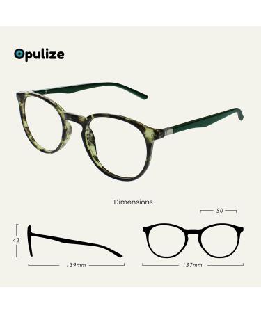 Opulize Green Tortoiseshell Reading Glasses +3.50 Magnification | Large Round Spring Hinges for Men and Women - Buy Online on GoSupps.com