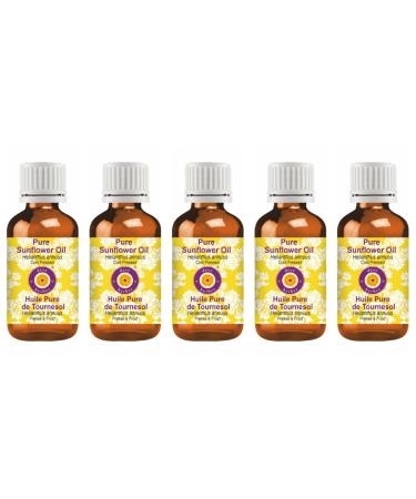 Deve Herbes Pure Sunflower Oil (Helianthus annuus) Cold Pressed (Pack of Five) 100ml X 5 (16.9 oz) 3.38 Fl Oz (Pack of 5)